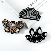 Lot de pinces à cheveux fantaisie en plastique noir, motifs chauve-souris, papillon et toile d'araignée, pour Halloween, accessoire pour femmes et filles