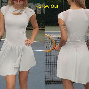 ชุดกอล์ฟคุณภาพหรูสำหรับกิจกรรมกลางแจ้ง ชุดเทนนิสผู้หญิง ชุดกีฬาผ้าตาข่ายพร้อมกางเกงซับในเพื่อความปลอดภัย - Product Image 1