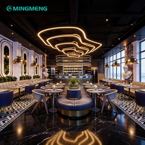 Light luxury restaurant booth seating Custom cafe furniture set Marble <b>top</b> cafe <b>tables</b> Chairs for restaurant sofa set - Product Image 3
