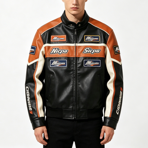 Giacca da Moto in Pelle Personalizzata 2026 da Uomo, Giubbotto da Motociclista con Ricami Pesanti, Giacca da Corsa con Patch Completa, Produzione di Fabbrica - Product Image 4