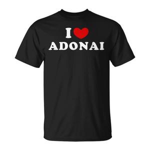 T-shirt I Love Adonai nera unisex per adulti taglia media - Product Image 1
