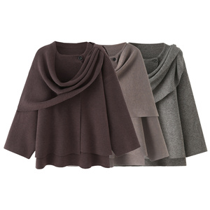 Giacca in maglia da donna 2026, nuova moda, tipo mantella, spessa, retrò, a maniche lunghe, chic - Product Image 1