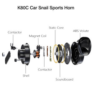 K80 Auto Parts New Condition 12V Cuerno de Caracol eléctrico 110-130DB Loudness Diseño de altavoz de aluminio de 2 vías para automóviles - Product Image 5