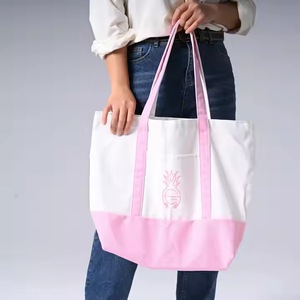 Unisex Custom Logo Eco-Friendly Weekender Canvas Tote <b>Bag</b> Reinforced Letter Handle Zipper Closure Perfect Shopping <b>Gift</b> for - Product Image 3