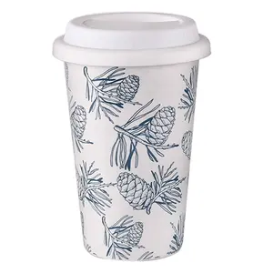 2024 new custom leaves design matte white color porcelain mugs custom 450ml no handle coffee cup ceramic