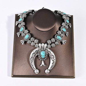 Collar de Perlas <span class=keywords><strong>Navajo</strong></span> con Cadena y Turquesa en Forma de Flor, Estilo Occidental - Product Image 1