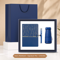 Kit Cadeau Promotionnel Personnalisé 3-en-1 : Carnet A5 Étoilé, Stylo et Parapluie – Idéal pour Événements d'Entreprise, Cadeaux d'Entreprise et Kits de Bureau en Gros