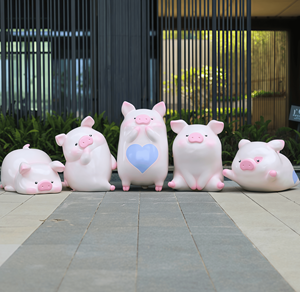 Estatua de Cerdo Rosa de Resina Ecológica Personalizada, Escultura de Animal Adorable Hecha a Mano para Decoración de Exteriores - Product Image 3