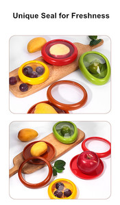 4 contenedores <span class=keywords><strong>de</strong></span> almacenamiento <span class=keywords><strong>de</strong></span> plástico reutilizables para cebolla, aguacate, limón, ajo y <span class=keywords><strong>tomate</strong></span> para organización <span class=keywords><strong>de</strong></span> alimentos en nevera - Product Image 2
