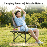Chaise de Réalisateur Pliante en Aluminium Grande Taille Respirante avec Tablette Pliante, Ensemble Chaise et Table Portable pour Camping et Pêche