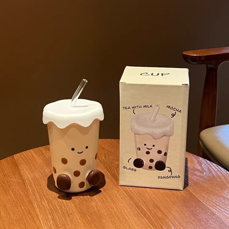 Taza con pipeta para té de burbujas para pies