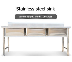 Lavello Industriale TONNLI <span class=keywords><strong>a</strong></span> 3 Scomparti in Acciaio Inox con Rivestimento Anaerobico, Capacità di Carico 500 Kg/<span class=keywords><strong>m</strong></span> per Sistemi di Lavaggio Piatti - Product Image 4