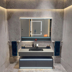 Meuble-lavabo mural moderne <span class=keywords><strong>de</strong></span> haute qualité, indéformable, <span class=keywords><strong>avec</strong></span> lavabo en céramique, lavabos simples/doubles, <span class=keywords><strong>miroir</strong></span> pour usage hôtelier - Product Image 5