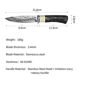 Couteau de survie multi-usage en acier Damas personnalisable, forgé à la main avec manche en imitation ivoire pour la chasse et le dépecage - Product Image 6
