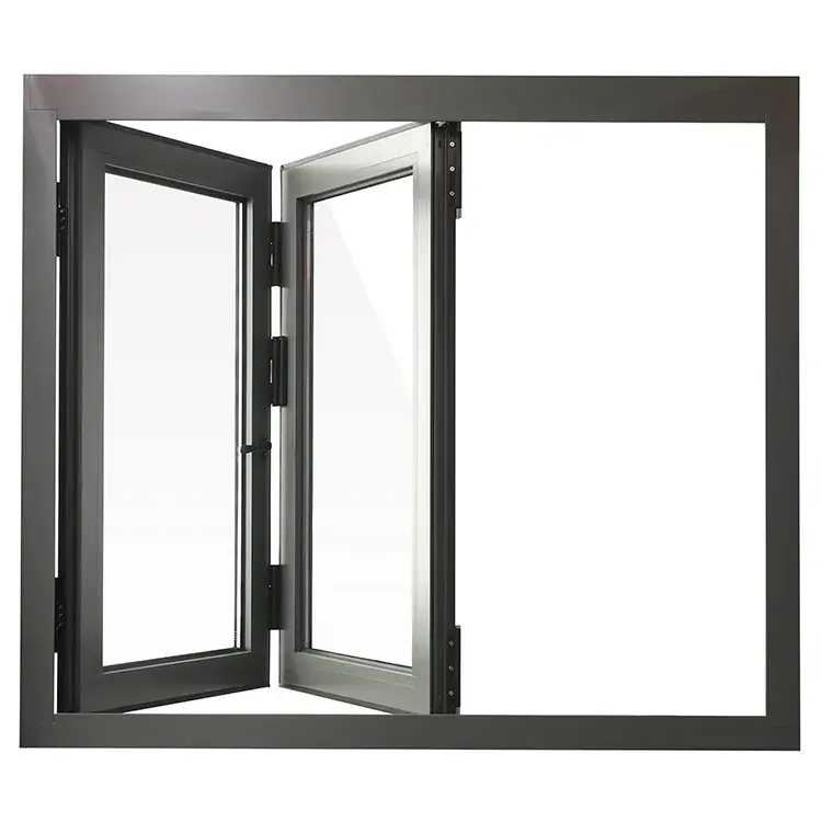 Finestre e porte in alluminio a doppia anta con griglia in vinile bianco e nero in vetro scorrevole americano