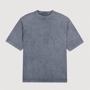 Design Top Quality Cropped Raw Cut Drop Shoulder Custom DTG Print Heavyweight Cotton Thick Collar Boxy Fit Men T Shirt - Product Image 4