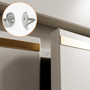 Loquet magnétique pour porte de placard ou armoire en verre, en acier laminé à froid nickelé, design minimaliste - Product Image 4