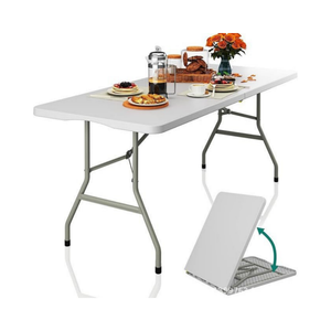 Table en plastique robuste de qualité professionnelle de 60 pouces avec pieds pliables <span class=keywords><strong>pour</strong></span> le camping, les pique-niques en plein air, les événements, les barbecues, les locations <span class=keywords><strong>pour</strong></span> fêtes - Product Image 3