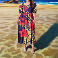 Robe longue plissée respirante écologique personnalisée à imprimé îles du Pacifique, style hawaïen, pour l'été, motif tribal polynésien, grandes tailles