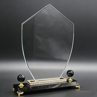 Trophée en cristal transparent avec base, plaque vierge gravée en 3D, design personnalisé HBL