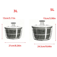 3L 5L Grote Plastic Saladeslinger met Witte Deksel en Kom Handmatige Fruit- en Groente Droger Spinner Wasmachine Reinigingsslinger Keukenhulpje