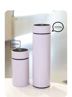 Mini Termo de Bolsillo Clásico de Acero Inoxidable con Tapa LED de Temperatura y Pantalla Digital, Aislamiento al Vacío de 6-12 Horas, Taza de Viaje