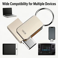 Clé USB-C Flash Drive Mini 8 Go à 64 Go Double Mémoire Stick 3.0 OTG Pen Drive 2.0 Pendrive Métal pour iPhone 15/16 16 128 Go 32 Go