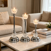 Supports de bougies modernes en fer électroplaqué et cristal, bougeoirs en verre transparent, vendus séparément ou en ensemble complet