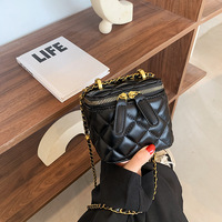 Sac à main de style étranger Xiaoxiangfeng pour femme, nouveau modèle 2025, mini boîte à maquillage à chaîne Lingge, sac bandoulière tendance