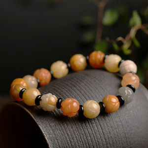 फैशन आभूषण थोक 10 मिमी प्राकृतिक पत्थर हस्तनिर्मित विंटेज लाइटर इंपीरियल जेड कमल बीज कंगन - Product Image 6