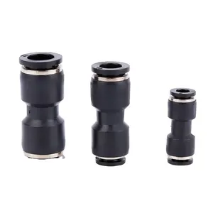 PU Series Black Pneumatic Push To Connect Straight equal in line Union PU One Touch fitting