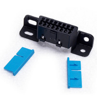 Conector Hembra OBD2 de 16 Pines, Negro, Terminales OBD de 16 Pines, Pines de Crimpado Azules para Herramienta de Diagnóstico Automotriz