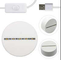 Lampe de chevet LED moderne noire et blanche, base en acrylique, alimentée par piles, lumière circulaire 3D pour chambre à coucher