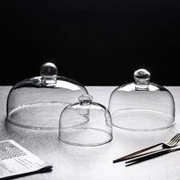 Cloche à gâteau en verre transparent écologique avec poignée à bouton, cloche ronde pour la fraîcheur et l'exposition de pâtisseries et de desserts