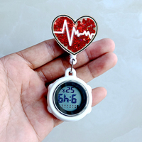 Montre de poche rétractable avec clip de suspension, motif infirmière/médecin, dessin animé mignon et brillant, fournitures médicales pour hôpital