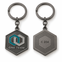Porte-clés en métal personnalisé avec logo d'entreprise hexagonal, logo personnalisé, cadeau promotionnel en gros, fabricant OEM, porte-clés de qualité supérieure en vrac