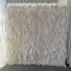 Plume noire mur fleur panneau toile <span class=keywords><strong>de</strong></span> <span class=keywords><strong>fond</strong></span> mur décoratif fleur artificielle mur toile <span class=keywords><strong>de</strong></span> <span class=keywords><strong>fond</strong></span> pour fleur mariage - Product Image 2