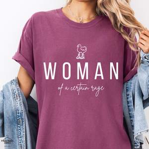 T-shirt da donna Woman Of A Certain Rage, t-shirt casual in cotone a maniche corte con scollo rotondo e stampa di lettere per tutte le stagioni - Product Image 3