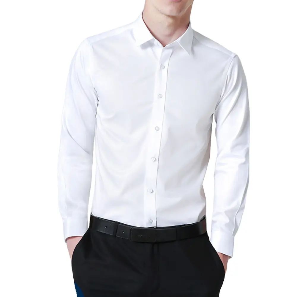 Custom ironing shirt men's casual long-sleeved white shirt dress with fashion men's clothing