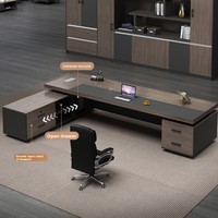 Scrivania in legno resistente | Serratura a combinazione moderna a forma di L per armadietto laterale da scrivania | Gestione del cavo da scrivania commerciale