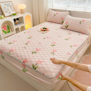 Protector de colchón de cama tamaño king de felpa de alta calidad, <span class=keywords><strong>colcha</strong></span> de dibujos animados impresa, Sábana antideslizante de terciopelo - Product Image 4