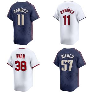 Maglia da Baseball in maglia da Baseball con ricamo ClevelandCity all'ingrosso Navy #38 kwan #11 Jose Ramirez uniforme da Baseball - Product Image 1