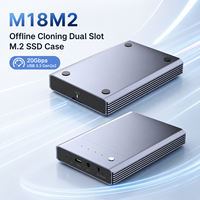 Boîtier double baie pour clonage hors ligne de SSD NVMe M.2, USB 3.2 Gen2x2 20 Gbit/s, en aluminium, compatible 2230/2242/2260/2280, jusqu'à 8 To, clé M