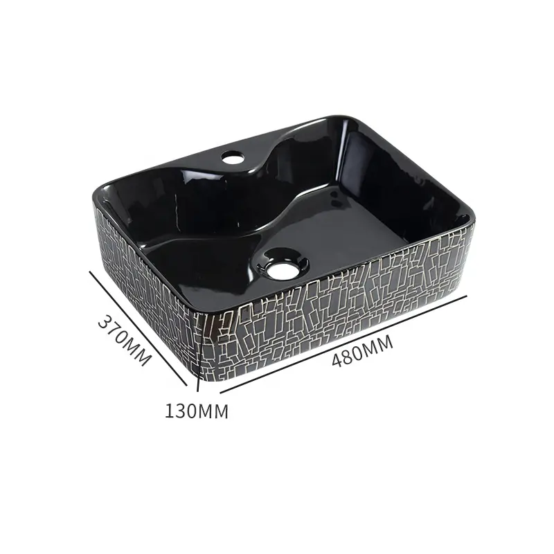 FANNISI popüler dikdörtgen masa üstü doğal taş siyah mermer gemi lavabo lavabo banyo için