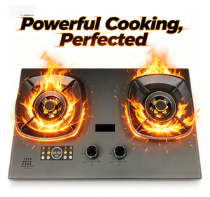 Cuisinière à gaz 2 brûleurs durable et économe en énergie avec panneau anti-graisse nano, brûleur entièrement en cuivre, minuterie et protection anti-extinction de flamme – Table de cuisson économique - Product Image 3