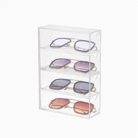 Boîte de rangement pour lunettes de soleil en acrylique, compartiments empilables multi-niveaux, anti-poussière, type tiroir de bureau, vitrine