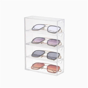 Boîte de rangement en acrylique pour lunettes et lunettes de soleil, multi-niveaux, empilable, avec compartiments, type tiroir de bureau, présentoir transfrontalier - Product Image 5