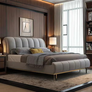 Stile moderno su-fondina mobili camera da <span class=keywords><strong>letto</strong></span> morbido <span class=keywords><strong>velluto</strong></span> borsa <span class=keywords><strong>letto</strong></span> in King Queen doppie dimensioni singole con struttura in legno per alberghi - Product Image 2
