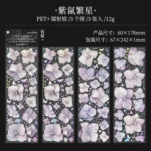 3 pièces d'autocollants pour animaux de compagnie en papier Night Flower God Series <span class=keywords><strong>Dark</strong></span> Series Journal Decorative Source Material <span class=keywords><strong>into</strong></span> 6 Choices - Product Image 6