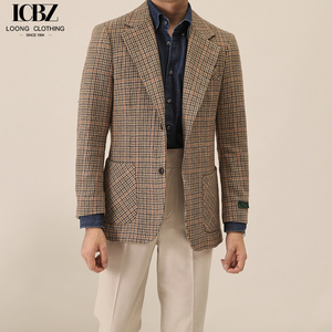 Costume d'hiver italien vintage britannique pour <span class=keywords><strong>homme</strong></span>, veste de costume en laine à <span class=keywords><strong>carreaux</strong></span>, coupe ajustée, simple boutonnage, haut de gamme - Product Image 4